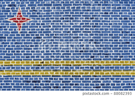 Flag of Aruba painted on a brick wall Flag of Aruba painted on a brick wall 88082393