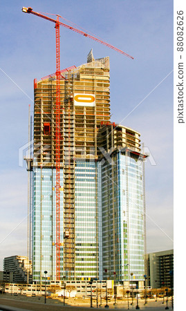 Sunny skyscraper construction Sunny skyscraper construction 88082626