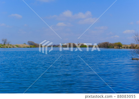 Scenery of Edogawa River in Matsudo City, Chiba Prefecture, March 2022 88083055