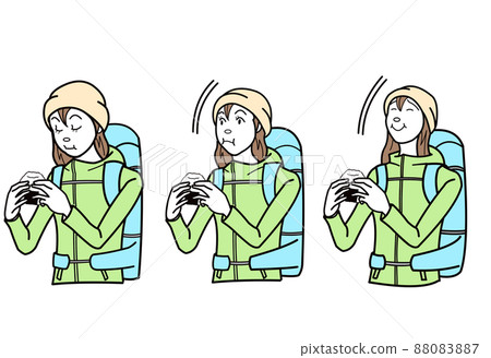 背著背包吃飯糰的登山女孩 88083887