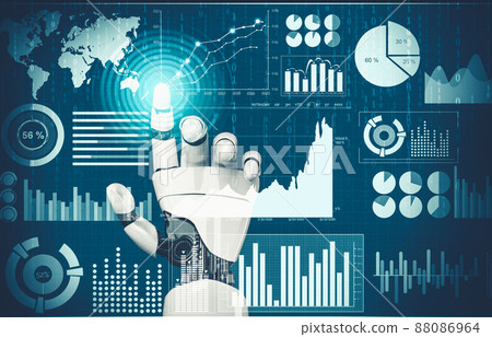 Futuristic AI thinking of droid robot artificial intelligence concept Futuristic AI thinking of droid robot artificial intelligence concept 88086964