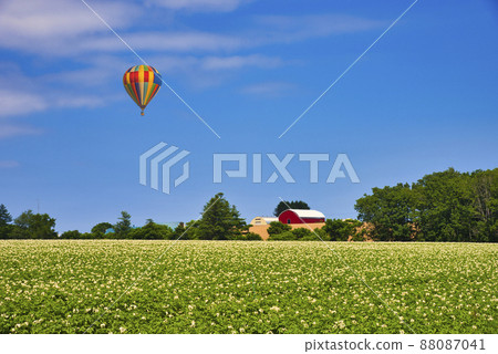 Beautiful rural scenery of the hill town Biei 88087041