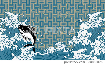Wave pattern Japanese style background illustration Wave pattern Japanese style background illustration 88088076