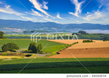 Beautiful rural scenery of the hill town Biei 88088656