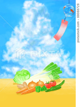 用積雨雲和風鈴感受夏天和涼爽，以及夏季中年禮物等蔬菜禮品套裝 88088728