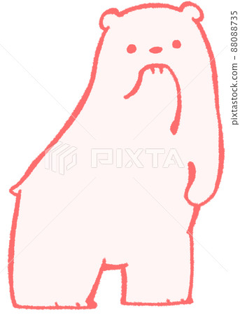 A polar bear with its front legs on its mouth while angled its upper body (red) A polar bear with its front legs on its mouth while angled its upper body (red) 88088735