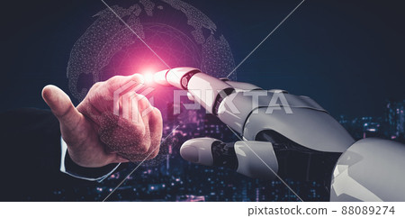 Future artificial intelligence and machine learning for AI droid robot or cyborg 88089274