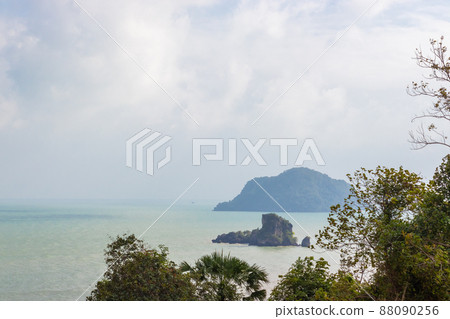 view of sea and mountain view of sea and mountain 88090256