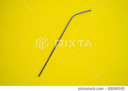 Steel drinking straws on a yellow background. Zero waste concept Steel drinking straws on a yellow background. Zero waste concept 88090395