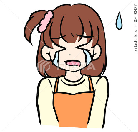 圖標女孩哭泣 圖標女孩哭泣 88090427