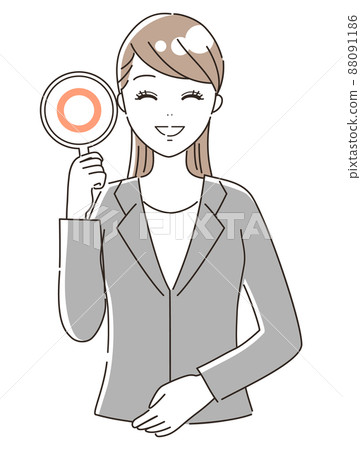 A woman in a suit that puts out a round mark (upper body) A woman in a suit that puts out a round mark (upper body) 88091186