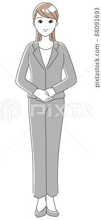 A woman in a suit standing facing the front (whole body) 2 88091693