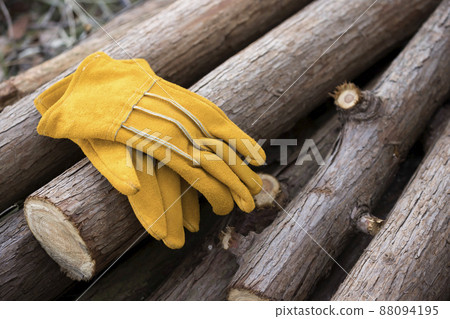 Heat-resistant gloves placed on a tree Camp image 88094195