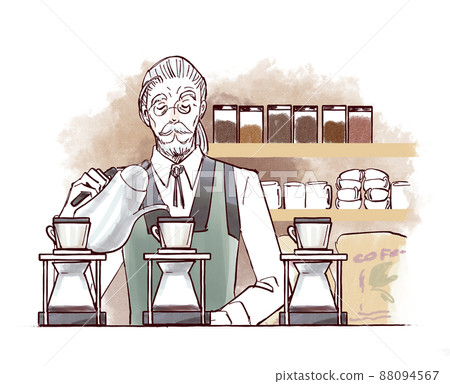 Coffee shop master preparing coffee 88094567