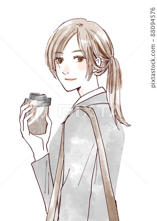 拿著外帶咖啡的女人 拿著外帶咖啡的女人 88094576