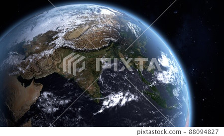 從太空看以亞洲為中心的地球的 3D 插圖 從太空看以亞洲為中心的地球的 3D 插圖 88094827