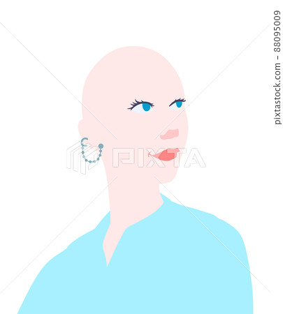 Portrait of bald woman, vector illustration Portrait of bald woman, vector illustration 88095009