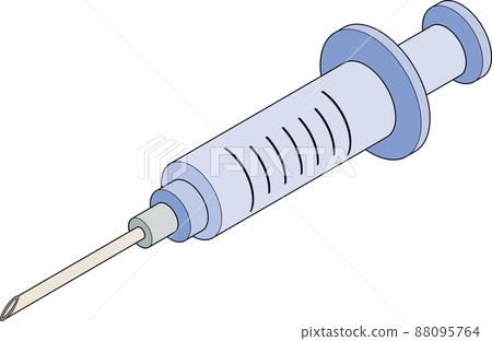 3D isometric syringe illustration with main lines. 3D isometric syringe illustration with main lines. 88095764