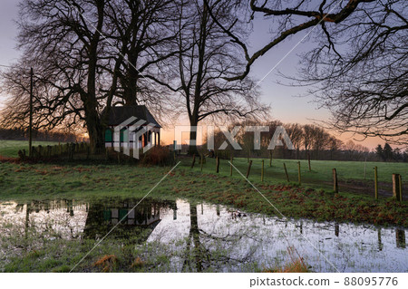 Chapel against sunrise, Bergisch Gladbach, Germany Chapel against sunrise, Bergisch Gladbach, Germany 88095776