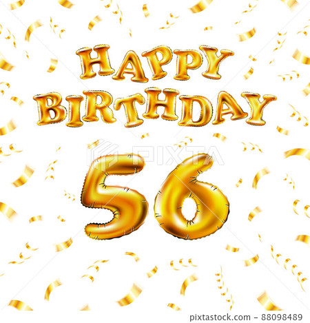Number Ribbon 56 Golden number fifty six metallic balloon. Happy...-插圖素材 [88098489 ...
