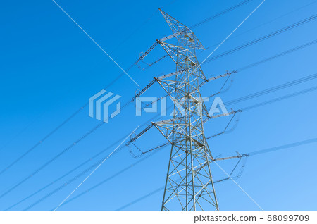 Power transmission tower and blue sky 88099709