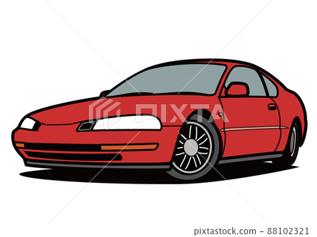 Nostalgic Japanese coupe, red color, car illustration Nostalgic Japanese coupe, red color, car illustration 88102321