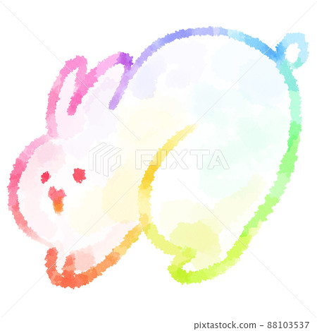 Simple rabbit rainbow-colored illustration, Rabbit character 88103537