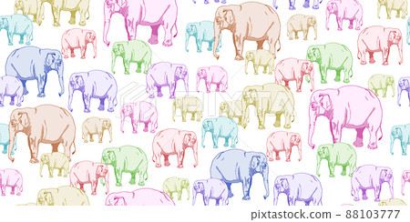 Seamless pattern with cute herd elephants 88103777