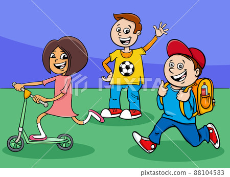 funny cartoon elementary school children group funny cartoon elementary school children group 88104583
