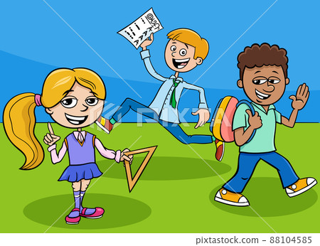 children back to school cartoon illustration set children back to school cartoon illustration set 88104585