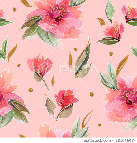 Pink floral seamless pattern with delicate 88104647