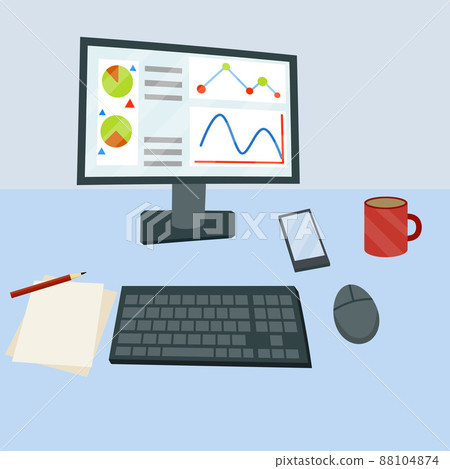 Desktop with computer monitor Desktop with computer monitor 88104874