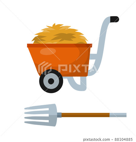 Haystack, red wheelbarrow, pitchfork Haystack, red wheelbarrow, pitchfork 88104885