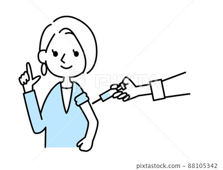 Vaccinated woman smile vector illustration material simple touch Vaccinated woman smile vector illustration material simple touch 88105342