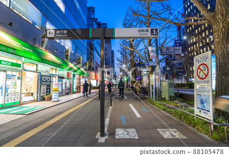 Kawasaki Cityscape of Japan Bicycle lane and pedestrian lane in front of Kawasaki station 88105478