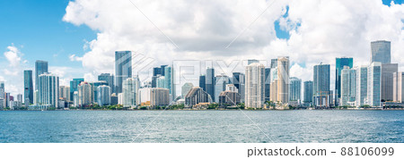 Miami Downtown skyline in daytime with Biscayne Bay Miami Downtown skyline in daytime with Biscayne Bay 88106099