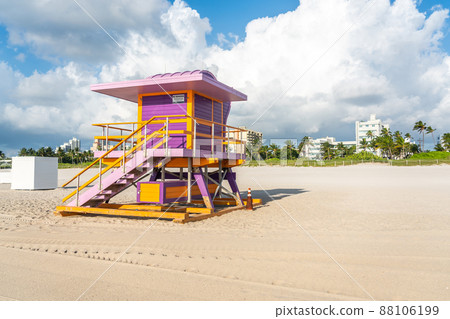 Colorful Lifeguard Tower in South Beach, Miami Beach, Florida Colorful Lifeguard Tower in South Beach, Miami Beach, Florida 88106199