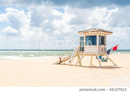 Lifeguard tower in South Beach in Fort Lauderdale Florida, USA Lifeguard tower in South Beach in Fort Lauderdale Florida, USA 88107622