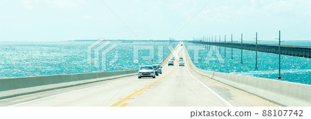 Panorama of Road US1 to Key West over Florida keys Panorama of Road US1 to Key West over Florida keys 88107742