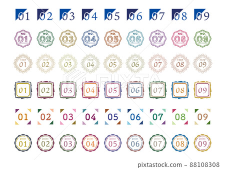 Chic number icon set to accompany titles and headlines 88108308