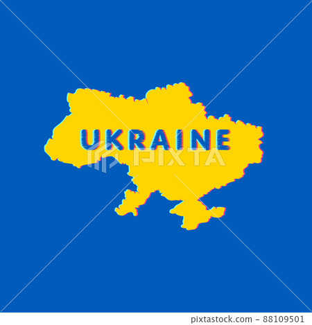 Ukraine map silhouette with line lettering Ukraine. Vector Ukraine map silhouette with line lettering Ukraine. Vector 88109501