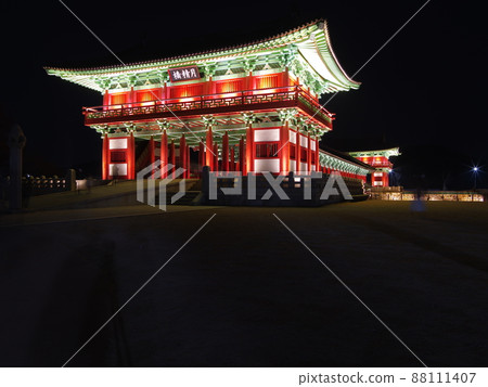 國家公園。慶州。月井橋。夜景。 國家公園。慶州。月井橋。夜景。 88111407