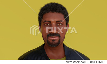 african american young man portrait guy wearing black leather jacket business handsome guy 3D illustration 88111606