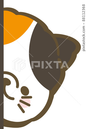 一隻害羞的印花布貓輕輕地偷看 一隻害羞的印花布貓輕輕地偷看 88112368