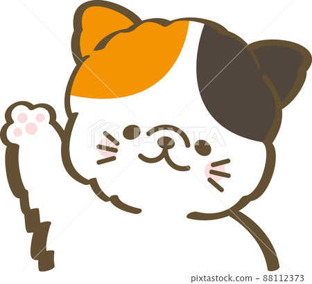 印花布貓舉起一隻手高興 印花布貓舉起一隻手高興 88112373