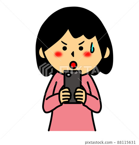 一名婦女專注於智慧型手機的插圖 88115631