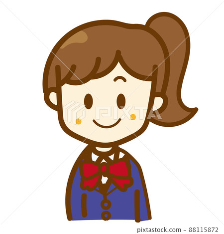 穿著可愛制服的高中女生的手寫插圖、制服和微笑 穿著可愛制服的高中女生的手寫插圖、制服和微笑 88115872