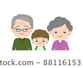 Smiling family, grandparents and boy, upper body 88116153