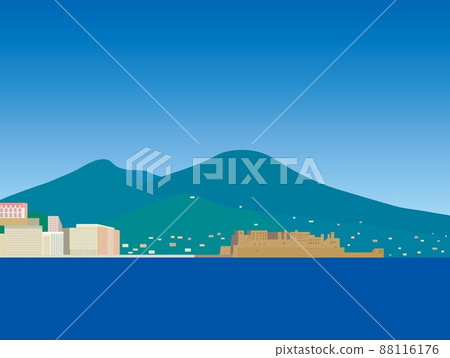 Naples napoli Vesuvius volcano monte vesuvio egg castle Santa Lucia coast Naples napoli Vesuvius volcano monte vesuvio egg castle Santa Lucia coast 88116176