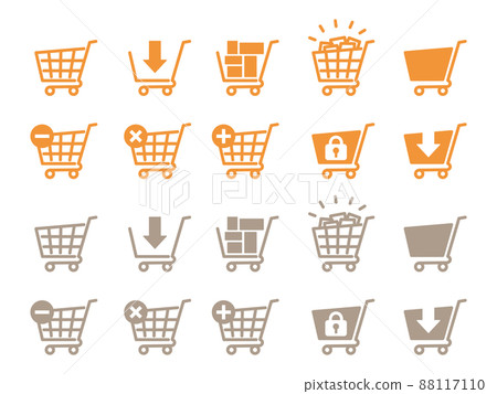 Shopping cart icon set for shopping cart Orange & cafe color 88117110